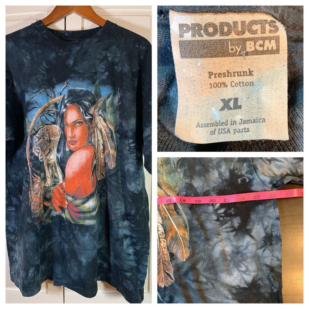 Products By BCM Tie Dye T Shirt Mens XL Native American Woman Bear Dream Catcher